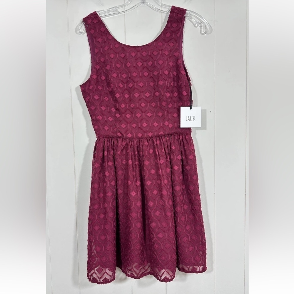 NWT Jack Sz 0 Embroidered Sheer Fit Flare Mini Dress Lined Top Sleeveless